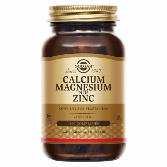 Solgar Calcium Magnésium Zinc 100 comprimés
