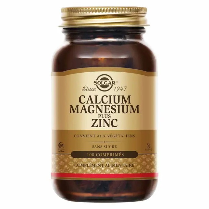 Solgar Calcium Magnésium Zinc 100 comprimés
