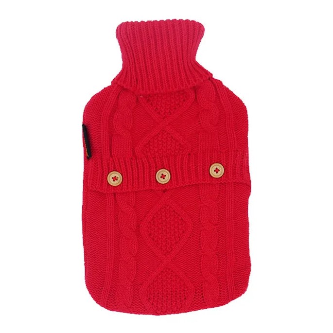 Calindoo Bouillotte Tricot Rouge 2L