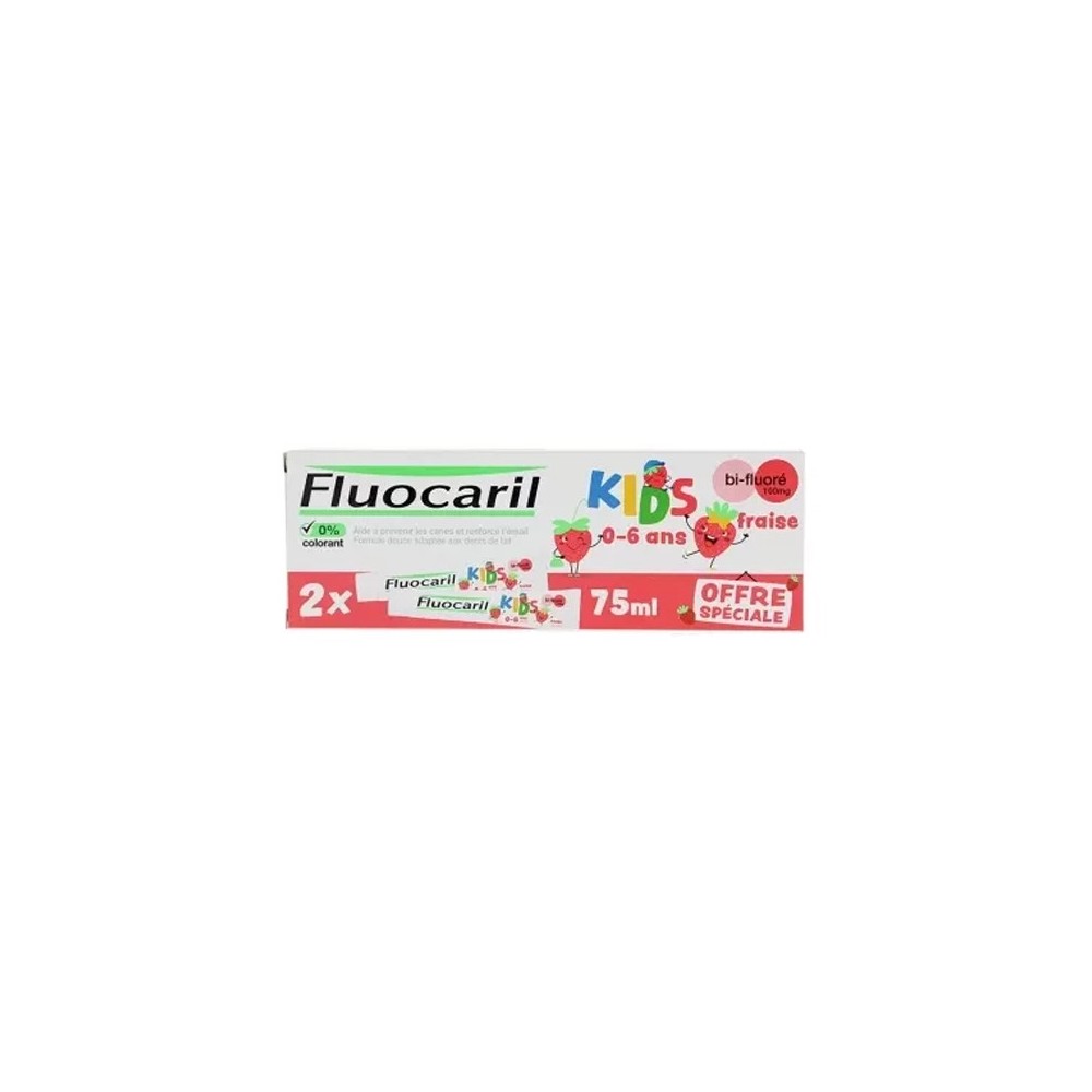 Fluocaril Dentifrice 0-6 Ans Fraise Duo 2x75 ml