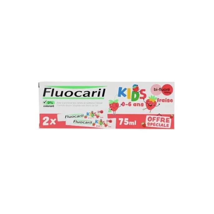 Fluocaril Dentifrice 0-6 Ans Fraise Duo 2x75 ml