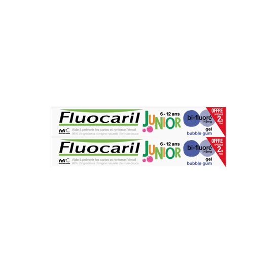 Fluocaril Dentifrice 6-12 ans Bubble Duo 2 x 75 ml