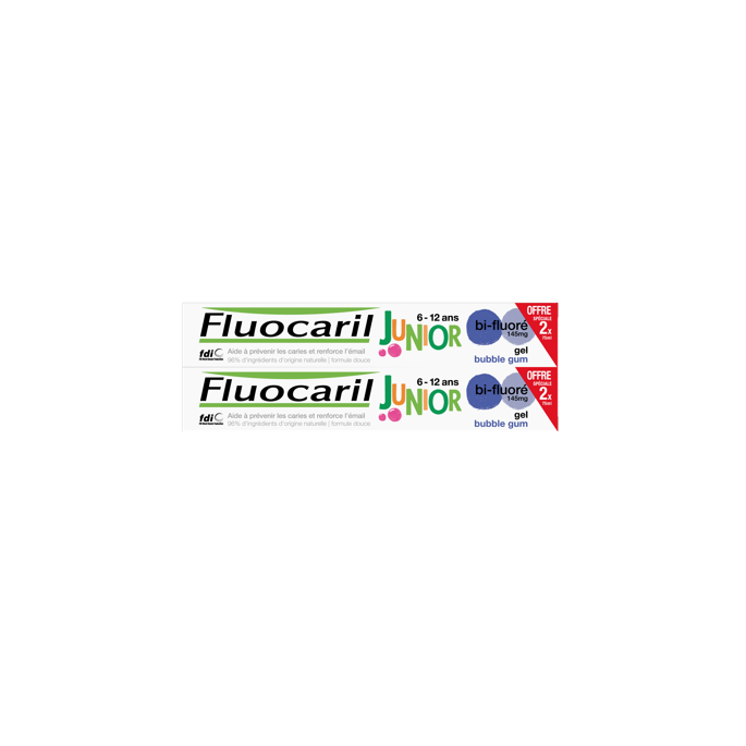 Fluocaril Dentifrice 6-12 ans Bubble Duo 2 x 75 ml