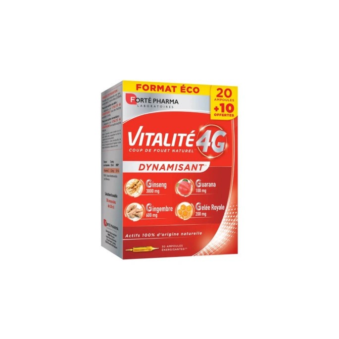 Forté Pharma Vitalité 4G Dynamisant 20 Ampoules + 10 Offertes