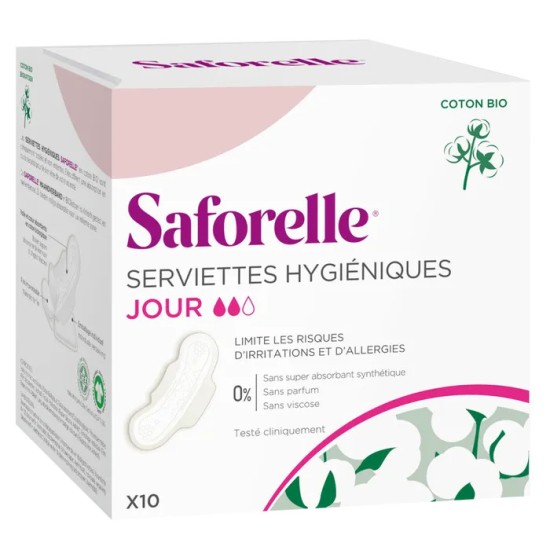 Saforelle Coton Protect Bio Serviettes Jour