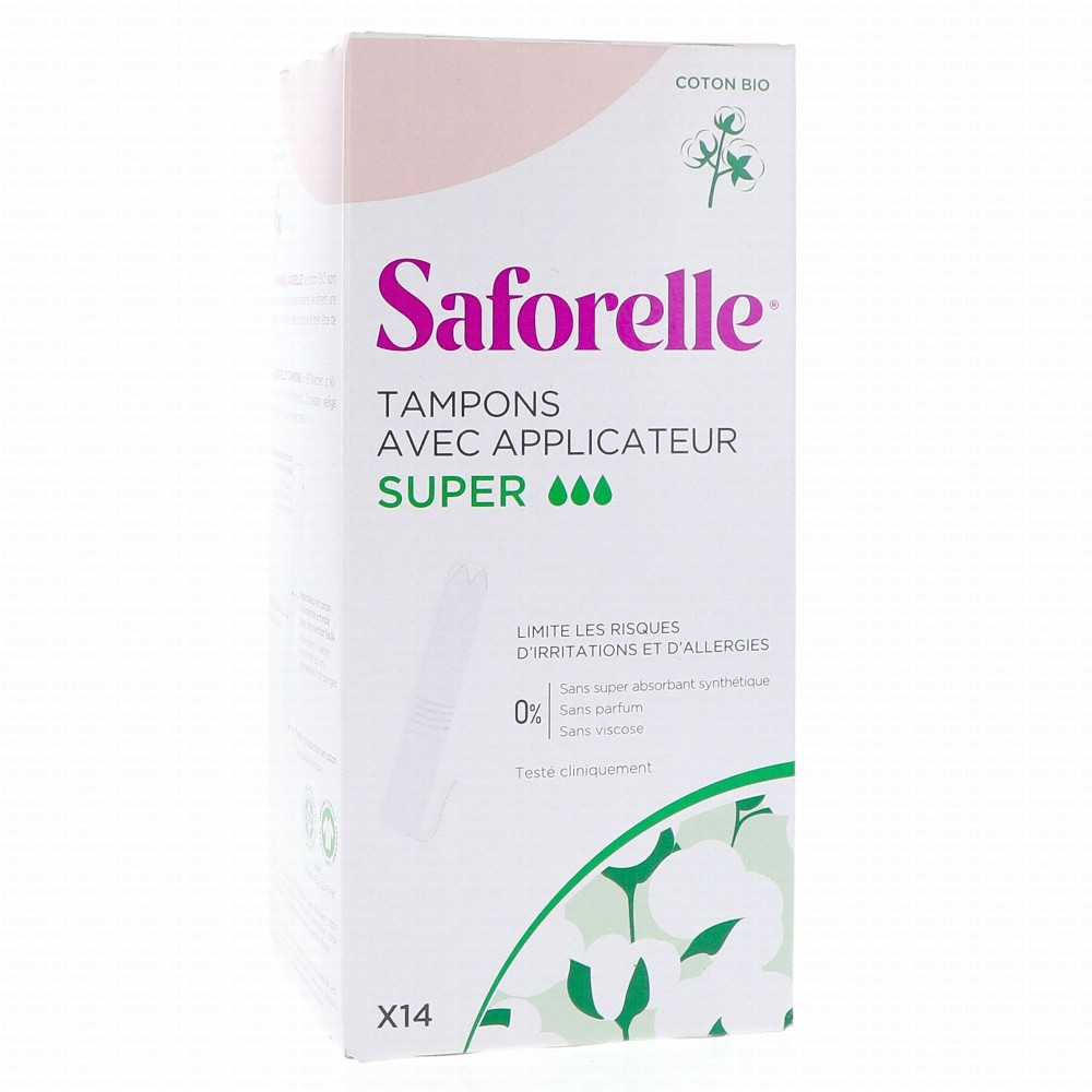 Saforelle Coton Protect Tampon Appliqué Super 14 unités