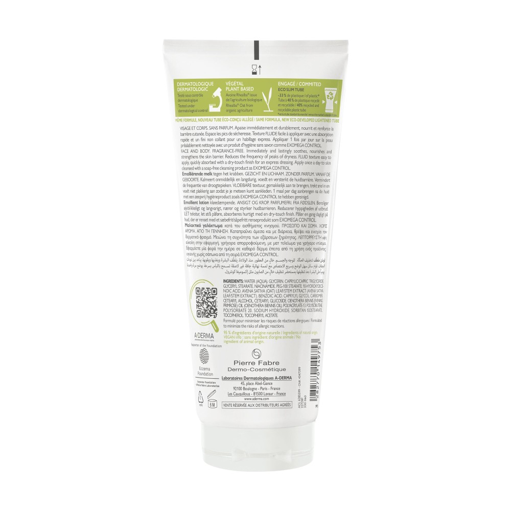 A-Derma Exomega Control Lait Émollient 200 ml