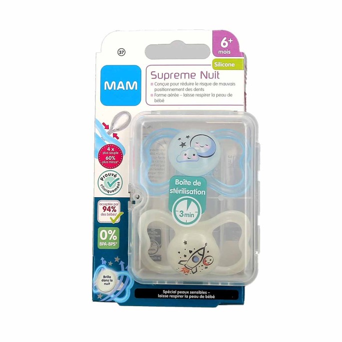 MAM Sucette Suprême Nuit Silic 6 mois et plus