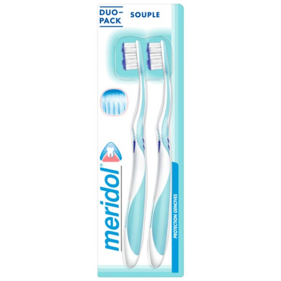 Meridol brosse à dents ultra souple bleue Duo