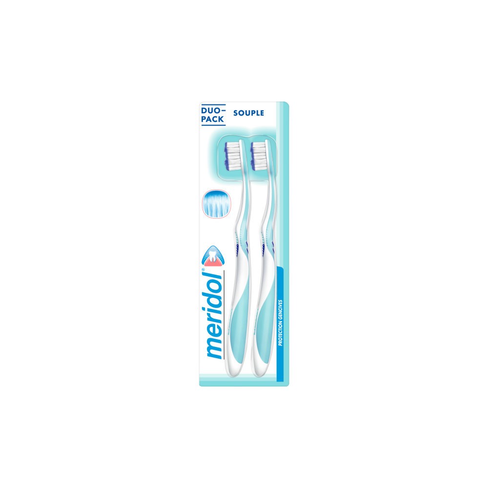 Meridol brosse à dents ultra souple bleue Duo