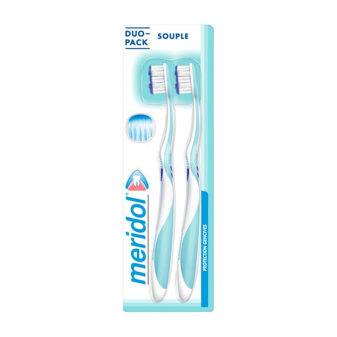 Meridol brosse à dents ultra souple bleue Duo
