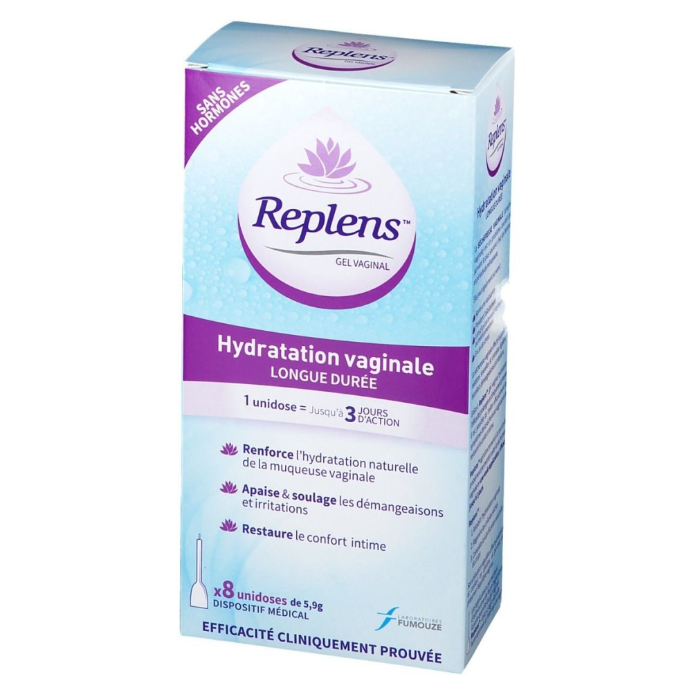 Replens Gel Vaginal Hydratant 8 Unités de 2,5 g