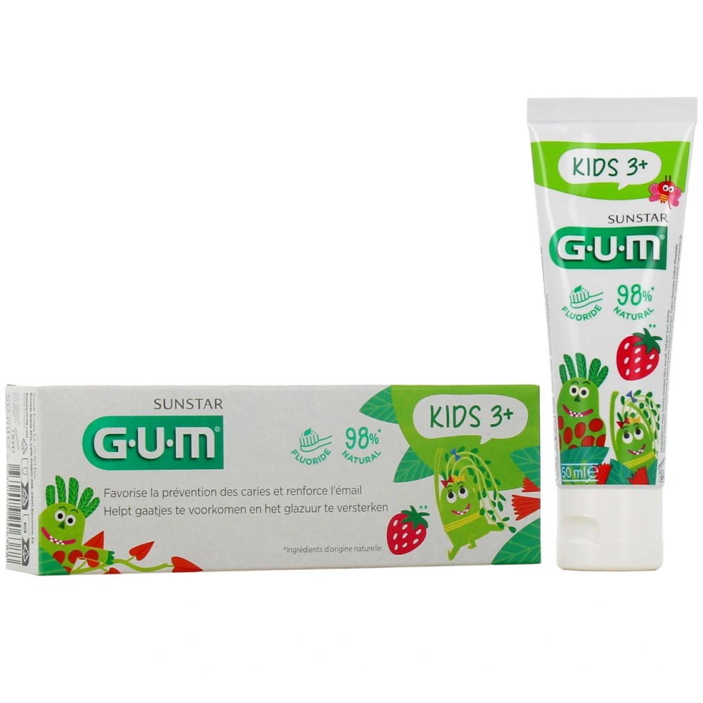 GUM Dentifrice Kids 3 Ans et + Gel Fraise 50 ml