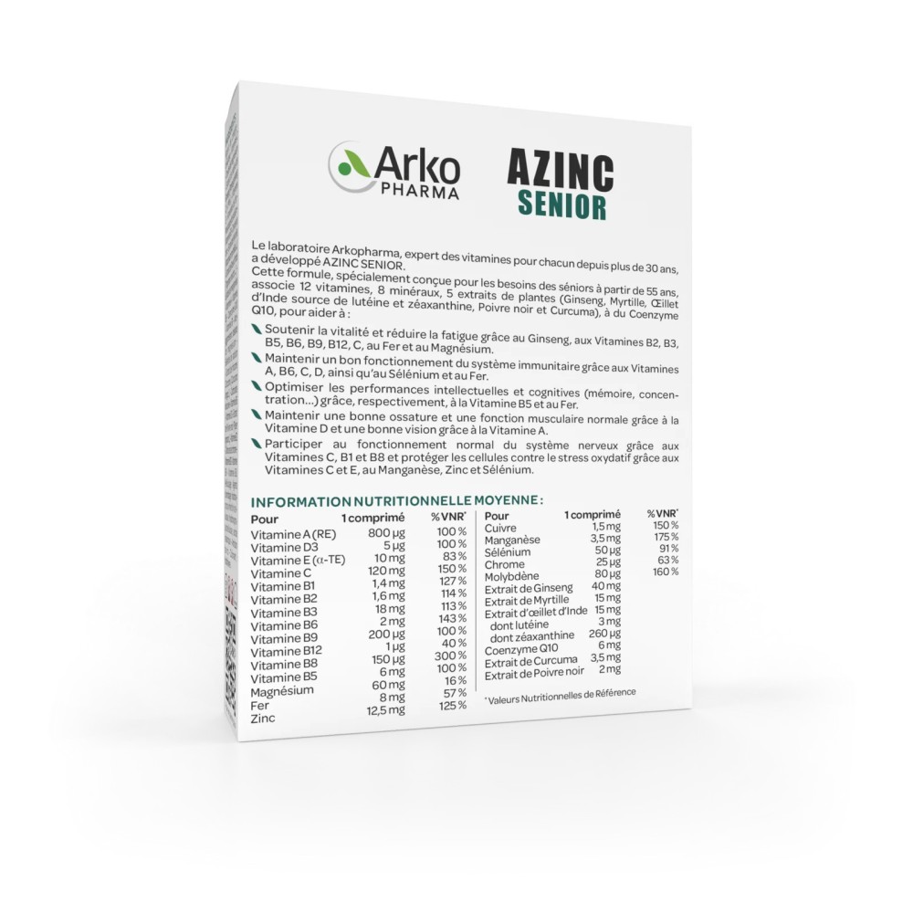 Arkopharma Azinc Senior 30 comprimés