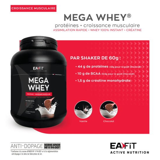 EA Pharma Mega Whey Chocolat Poudre 750 g