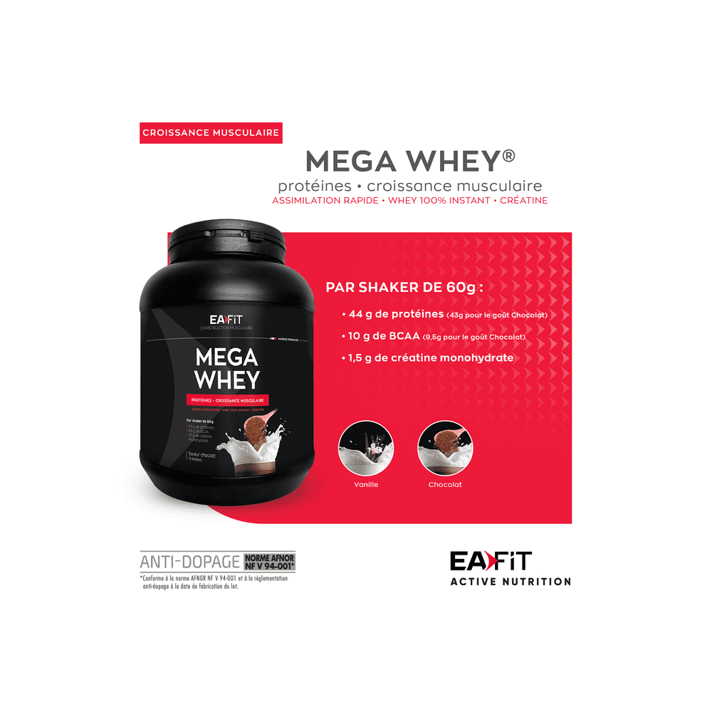 EA Pharma Mega Whey Chocolat Poudre 750 g