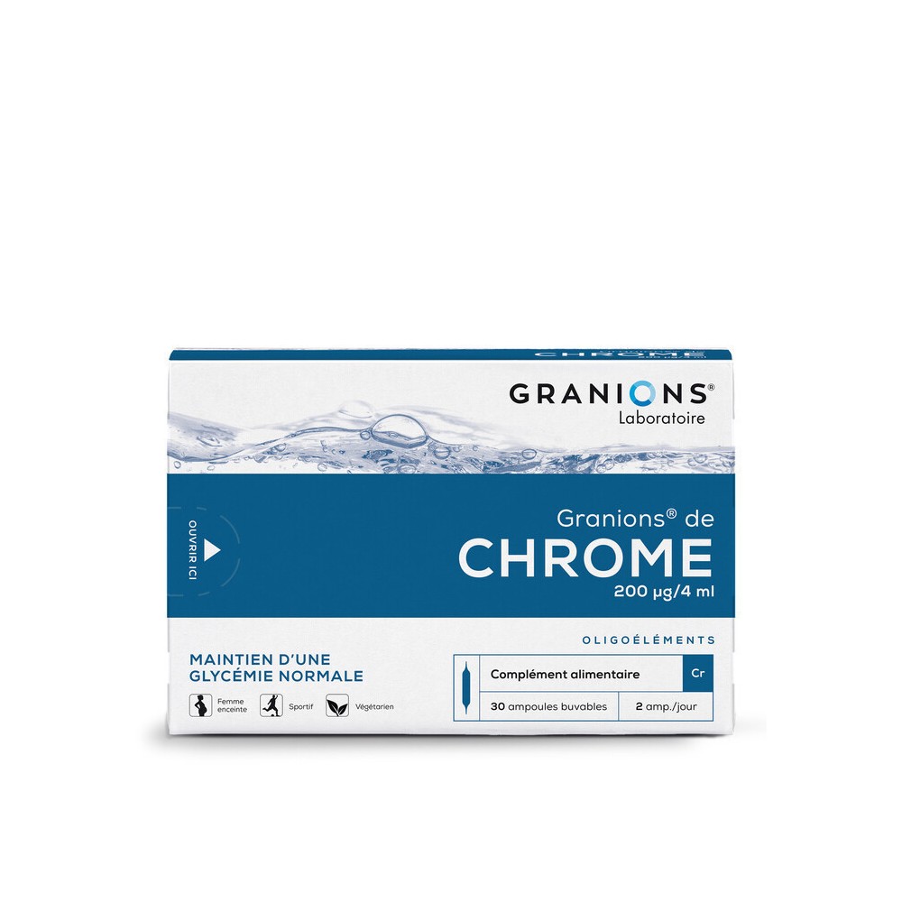 EA Pharma Granions de chrome 200 µg 30 ampoules