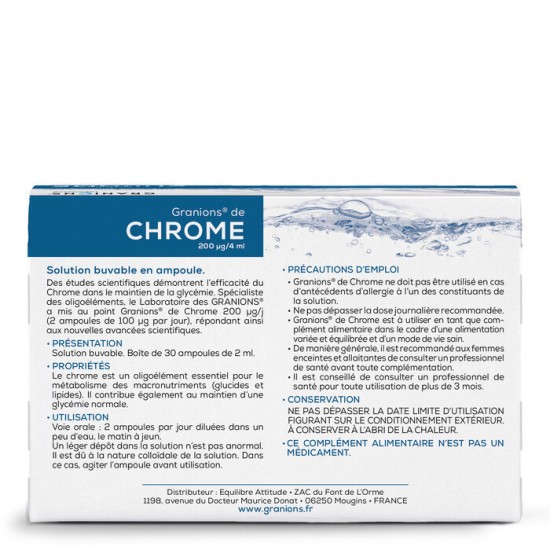 EA Pharma Granions de chrome 200 µg 30 ampoules