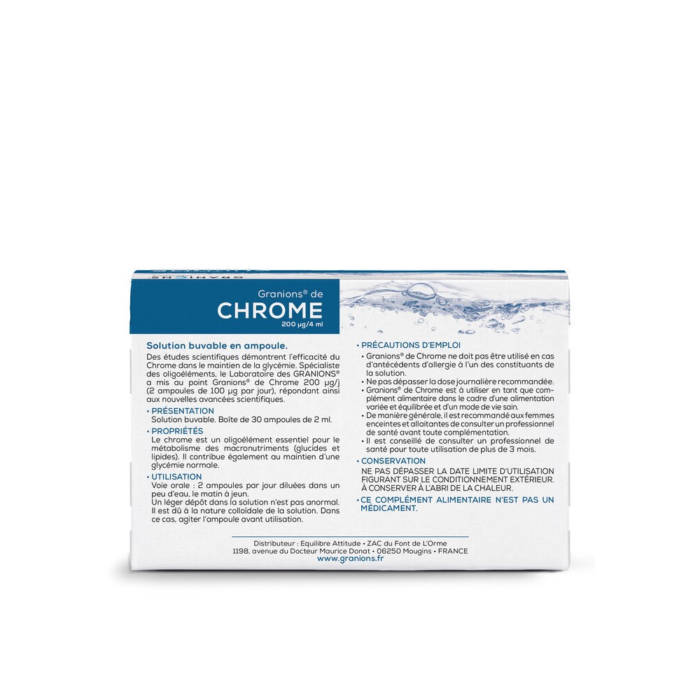 EA Pharma Granions de chrome 200 µg 30 ampoules