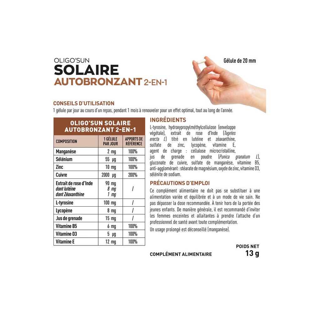 Granions Oligo'Sun Autobronzant 60 gélules