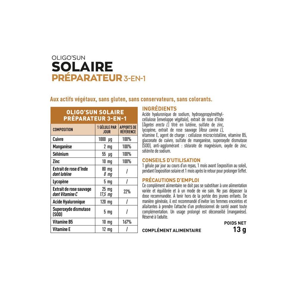 Granions Oligo'Sun Préparateur Solaire 60 gélules