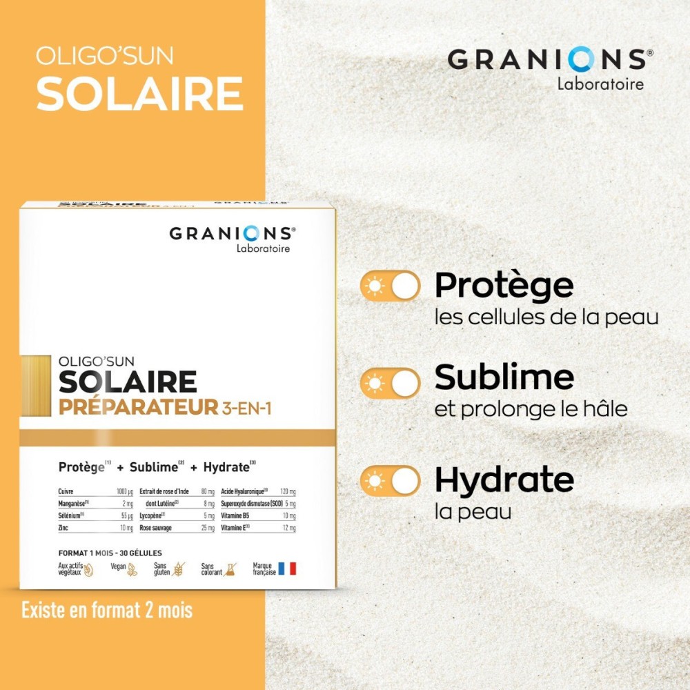 Granions Oligo'Sun Préparateur Solaire 60 gélules