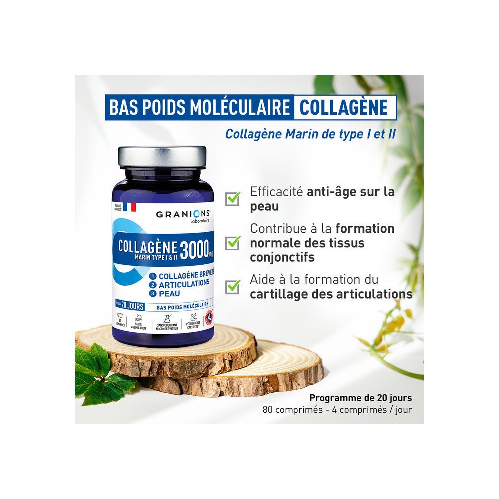Granions complément collagène I&II 80 comprimés