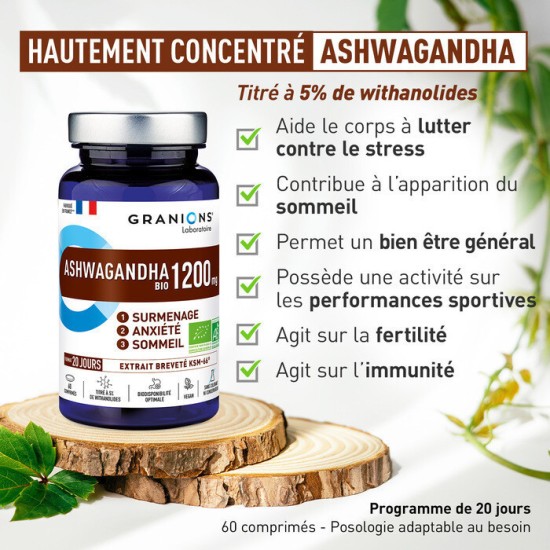 Granions Pill Fer Ashwagandha 60 comprimés