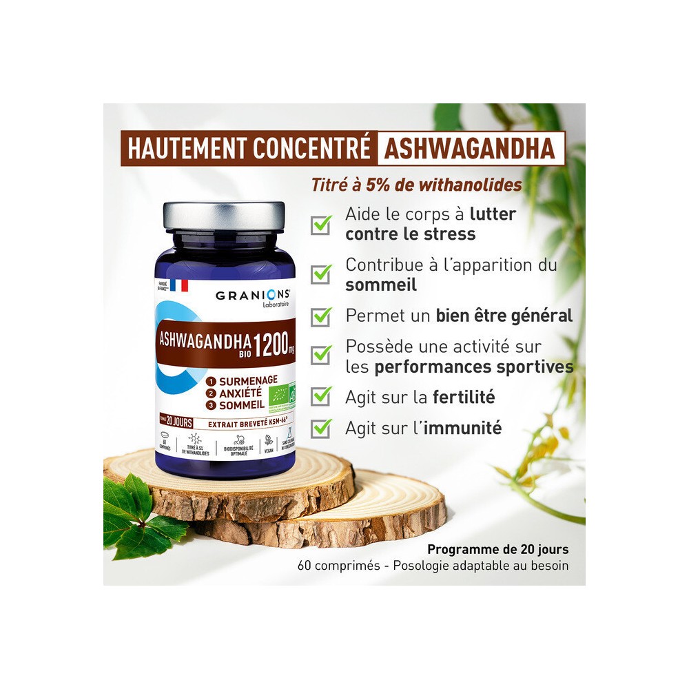 Granions Pill Fer Ashwagandha 60 comprimés