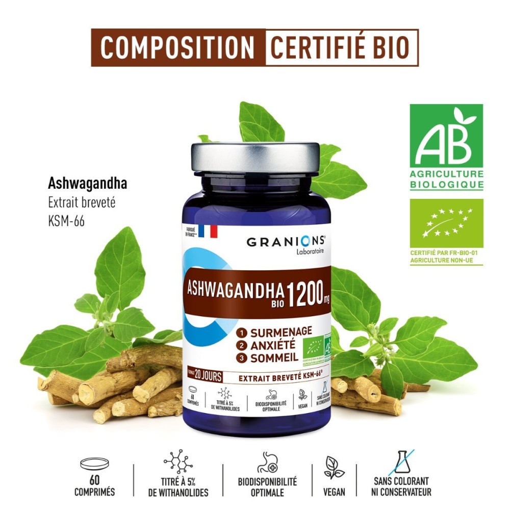 Granions Pill Fer Ashwagandha 60 comprimés