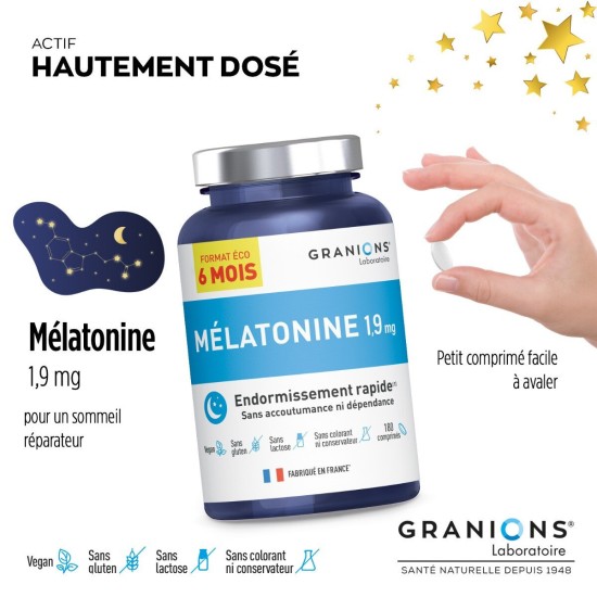 Granions Mélatonine 1,9 mg 180 comprimés