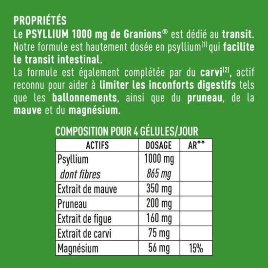 Granions psyllium 1 g 60 gélules