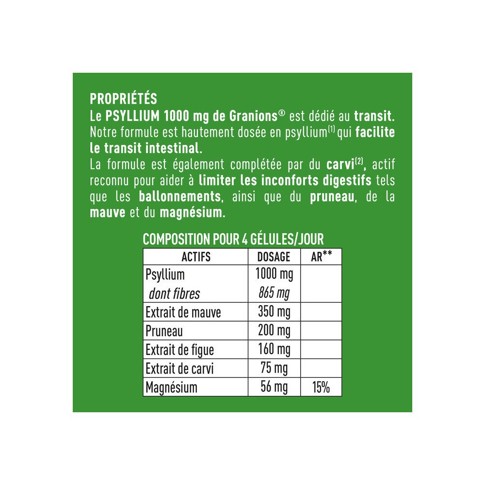 Granions psyllium 1 g 60 gélules