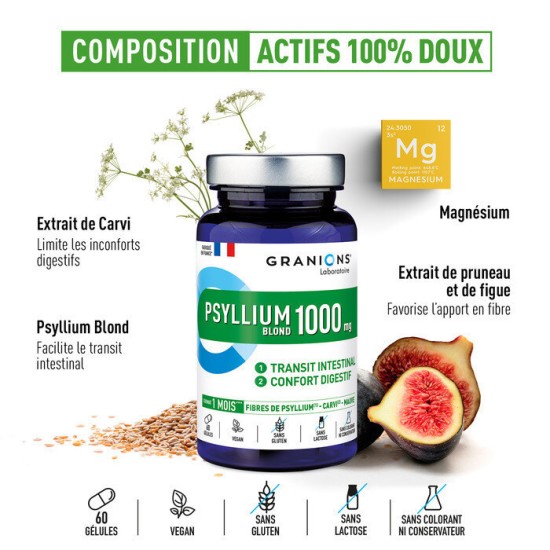 Granions psyllium 1 g 60 gélules