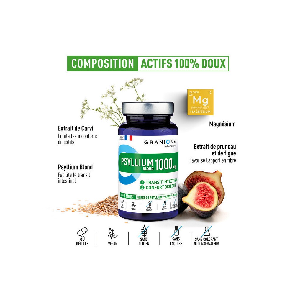 Granions psyllium 1 g 60 gélules