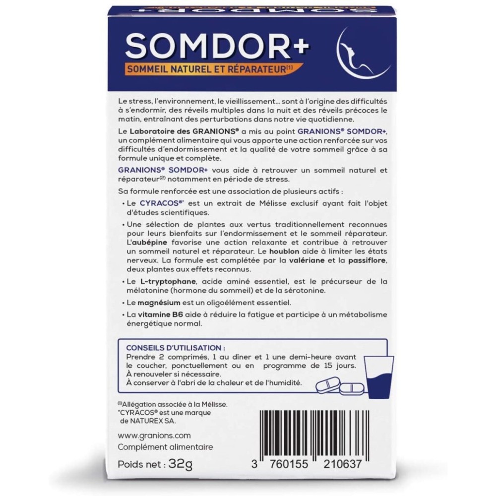 EA Pharma Somdor+ Fort 30 comprimés