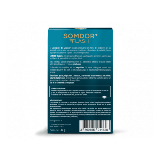Granions Somdor+ Mélatonine Flash 20 comprimés