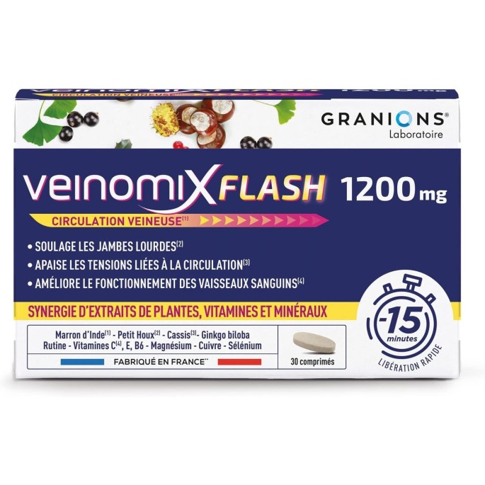 Granions Veinomix Flash 1200 mg 30 comprimés