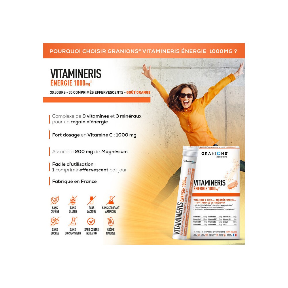 Granions Vitamineris Énergie comprimés effervescents 30
