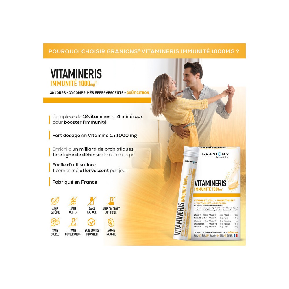 Granions Vitamineris Immunité 30 comprimés effervescents
