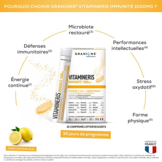 Granions Vitamineris Immunité 30 comprimés effervescents