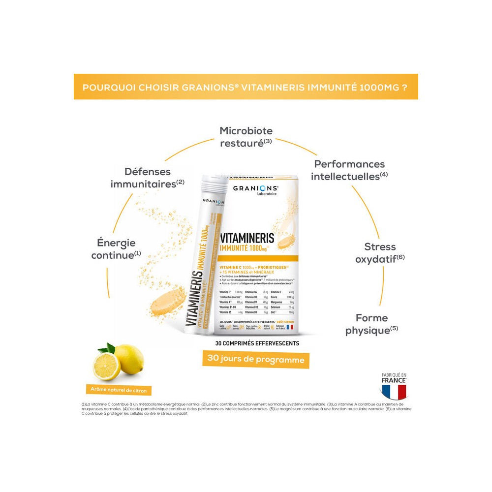 Granions Vitamineris Immunité 30 comprimés effervescents