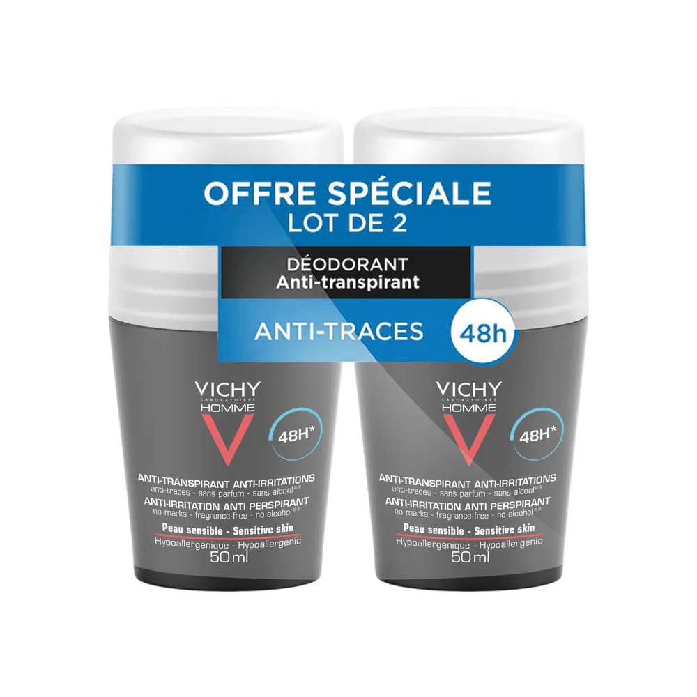 Vichy déodorant anti-irritations homme 48H duo