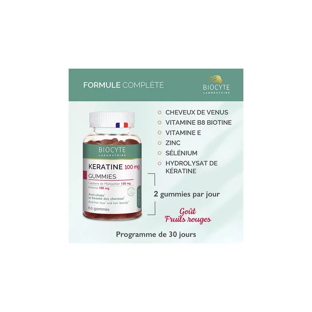 Biocyte gummies kératine 60 unités