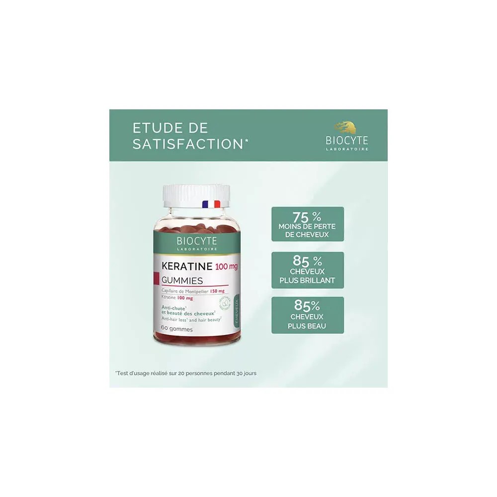 Biocyte gummies kératine 60 unités