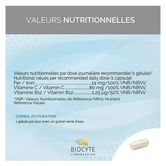 Biocyte Longevity Fer Liposomal 30 gélules
