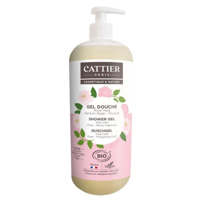 Cattier Gel Douche Rose Pivoine 1L