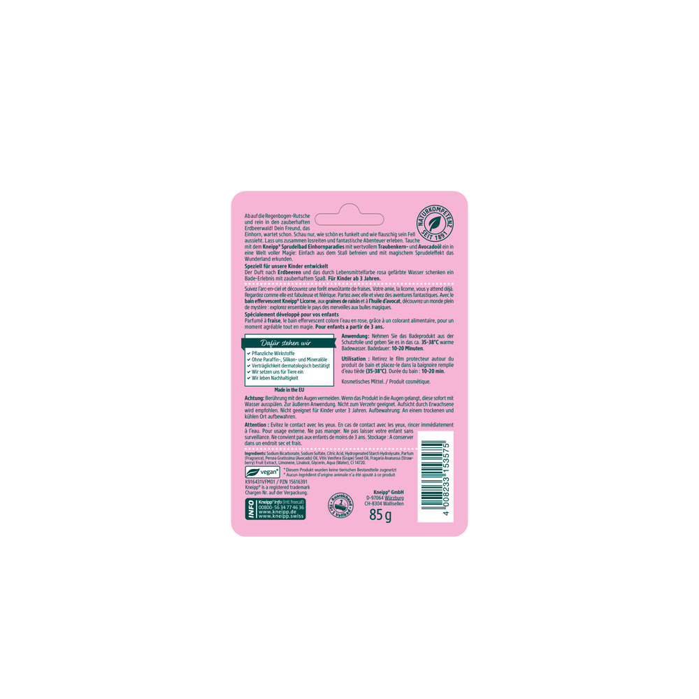 Kneipp bain effervescent junior fraise 85 g