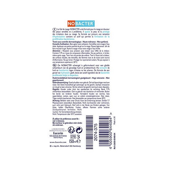 Eucerin Nobacter Gel de Rasage 150 ml