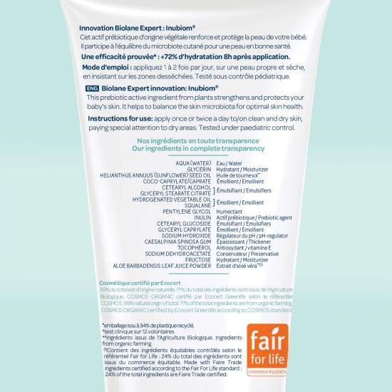 Biolane Crème Hydratante Visage et Corps Bio 75 ml